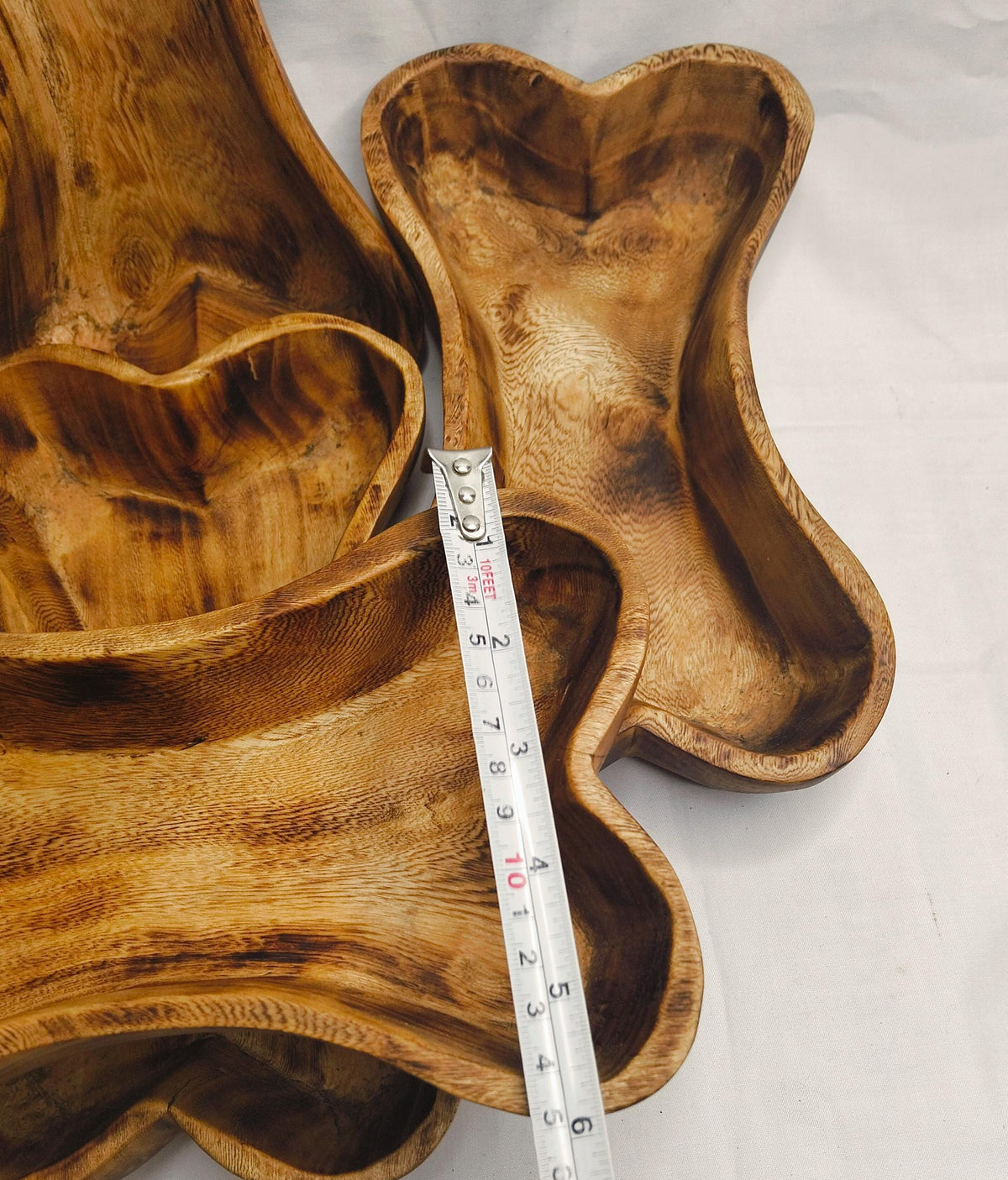 10x6" Wooden Borne shaped Candle Dough Bowl set of 5pcs wood Borny Bowls for the Dog Candle Gift items pet feeding Farmhouse outdoor Deco