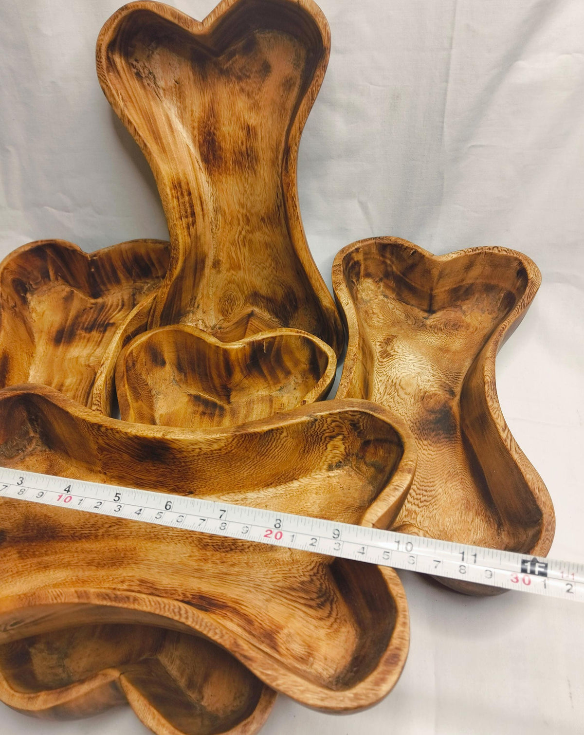 10x6" Wooden Borne shaped Candle Dough Bowl set of 5pcs wood Borny Bowls for the Dog Candle Gift items pet feeding Farmhouse outdoor Deco