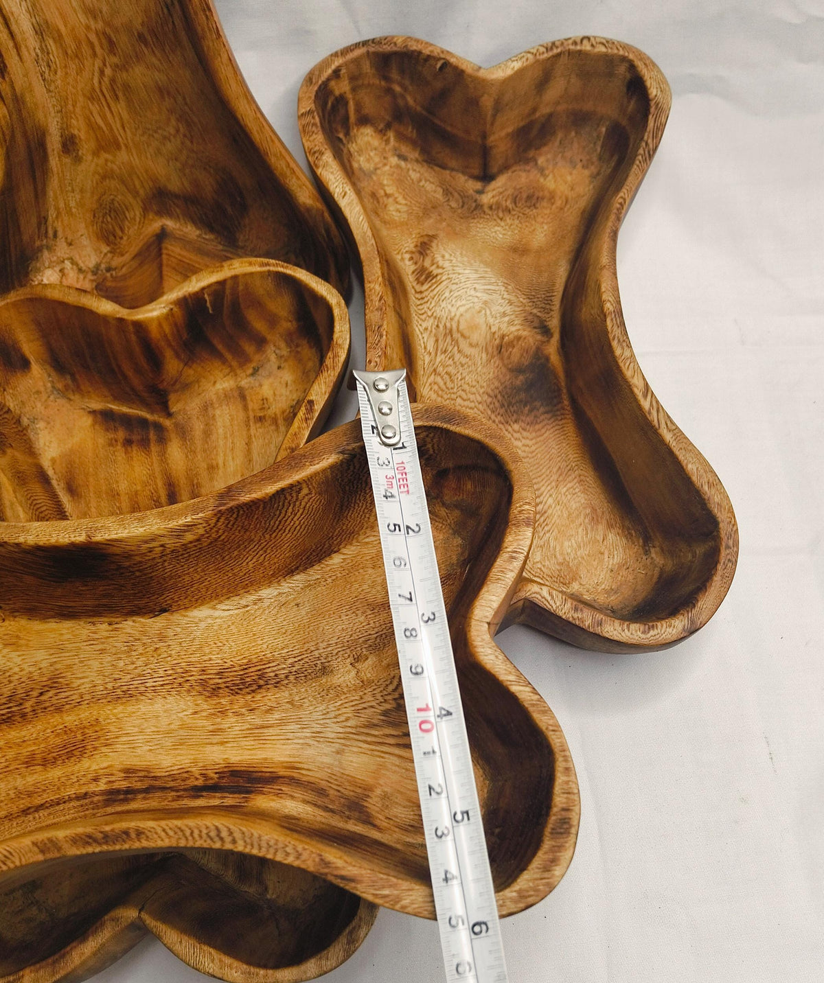10x6" Wooden Borne shaped Candle Dough Bowl set of 5pcs wood Borny Bowls for the Dog Candle Gift items pet feeding Farmhouse outdoor Deco