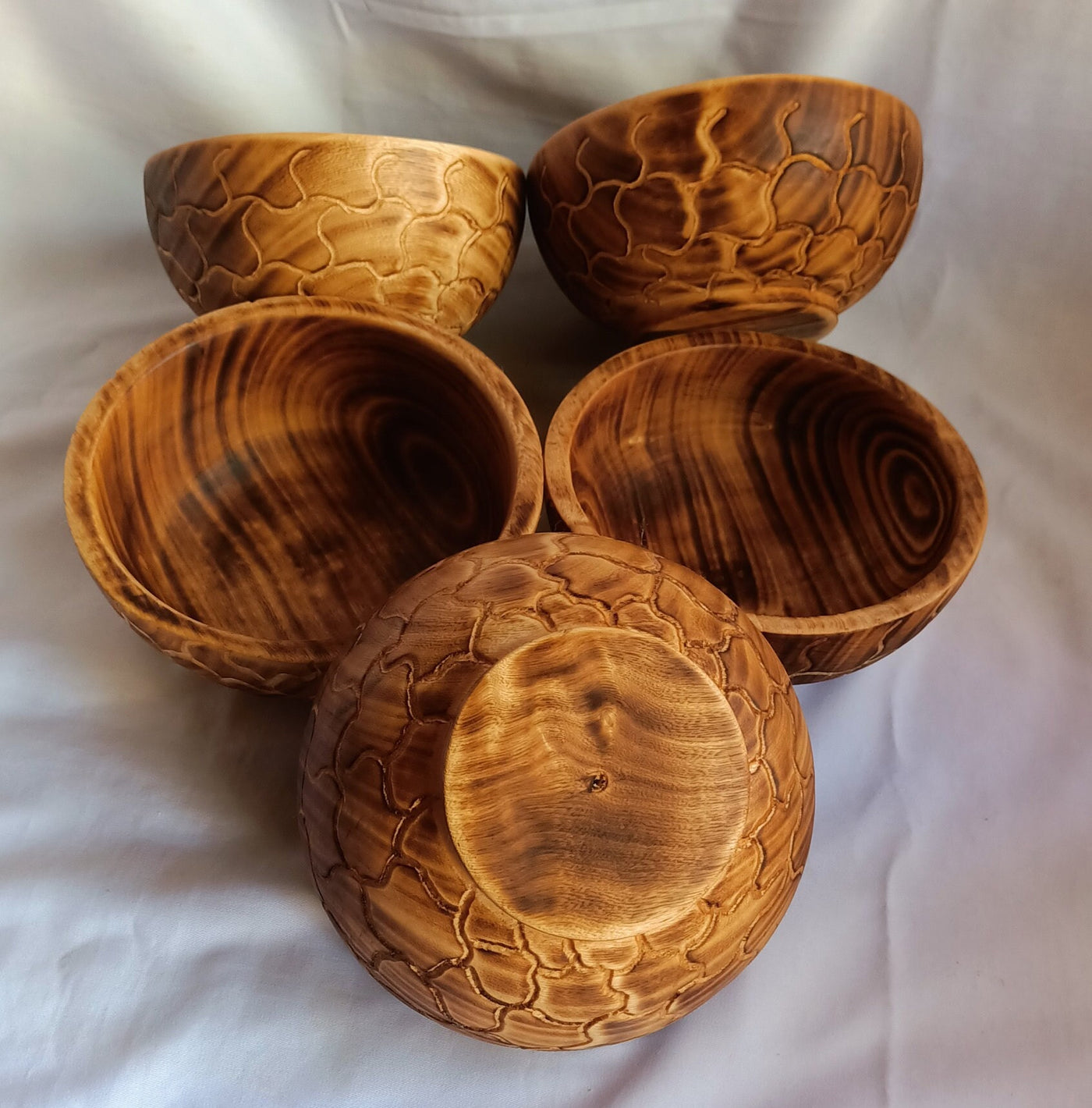 New Bowls Alert!.Perfect Animal Print Machine Cut 5" Diam,2" HT Dough Bowls.Unique Giraffe Print Hand finished Bowls set of 10.DIY Candle