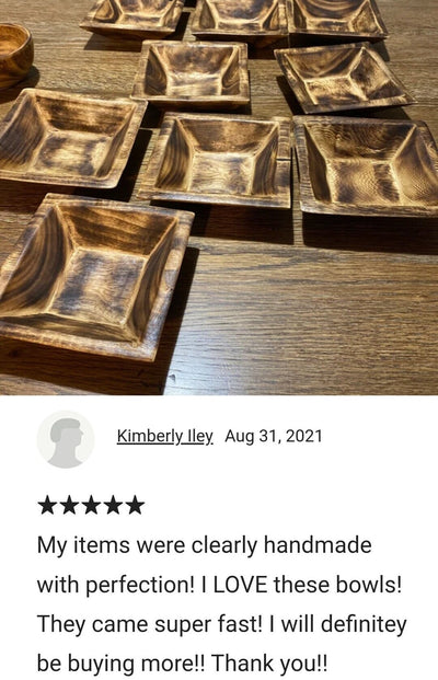 Wholesale! New Arrivals! Small Wooden Handmade 5" Square Candle Dough Bowls Set of 10.Modern Home Decor Bowls. Centerpiece Display wax Bowls