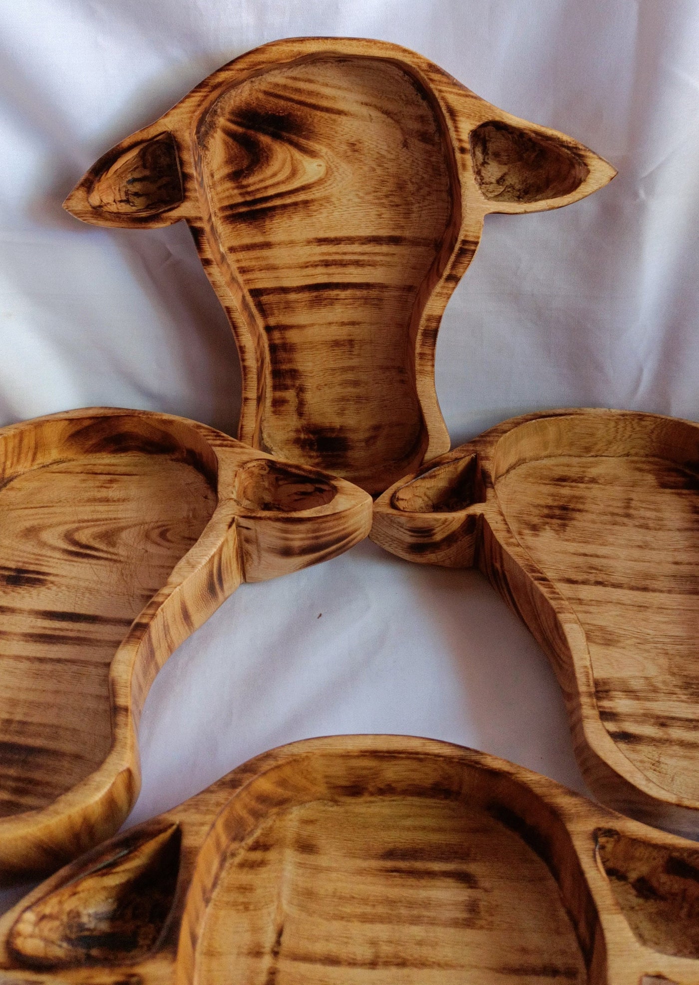 Wholesale Availability:Handcrafted Cow Head Dough Bowls set of 4 Handcarved Hornless Decor Display Event Bowls.Farmhouse.Cow head wall Decor