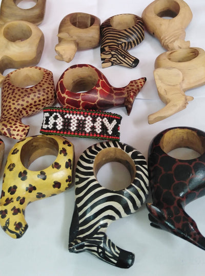 Wholesale Handmade wooden Animal Napkin Rings set of 9. A Free Random Personalised Napkin Ring Gift. 9 Unique Personalized Gifts for Mum.