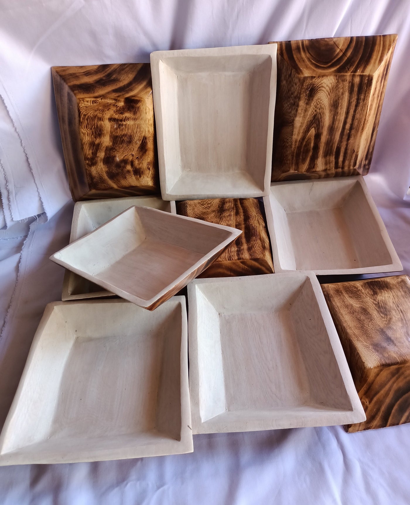 Personalized 9*7" Natural wood Dough Bowls Painted white on the Inside Surface. QTY 10 Beautiful Engraved Business name Candle Bowls. SALE.