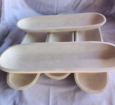 Bulk Long Skinny Wooden Candle Dough Bowls- white set of 5. Centerpiece Home Decor Bowls. Diy Candle Making Kit. 21" Wood Bowls.
