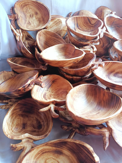 Wholesale Supply. Handcarrved Wooden Peach Shaped Easter Bowls with a Branch and two Leaves. Apple Dough Bowls set of 10. Farmhouse Decor