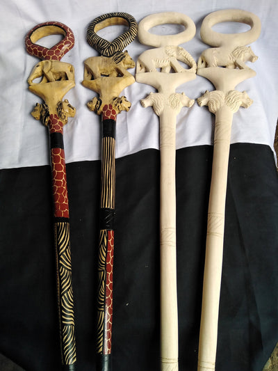 Fathers Walking Cane Gift.Antique Animal Carved walking wooden cane. Lion/Elephant /Giraffe walking Stick. The Best Gift for Fathers Day