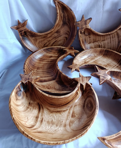 Bulk Supply. Unique Single Star cresent Moon shaped Handcarved Dough Bowls set of 5. Diy Candle Bowls. Farmhouse Decor Bowls.Gift items.