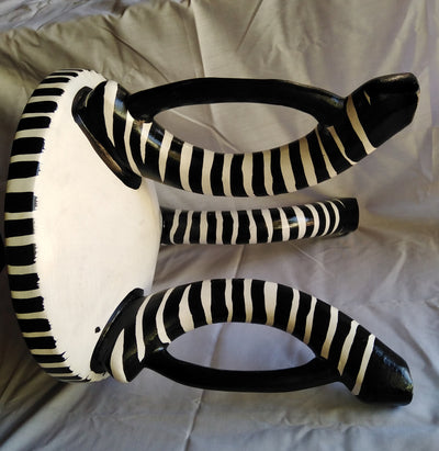 Authentic Beautifully Handcrafted African Personalised Zebra Themed Stool. Wooden wood Wildlife Stool. Three leg/Handle Home Decor Gift item