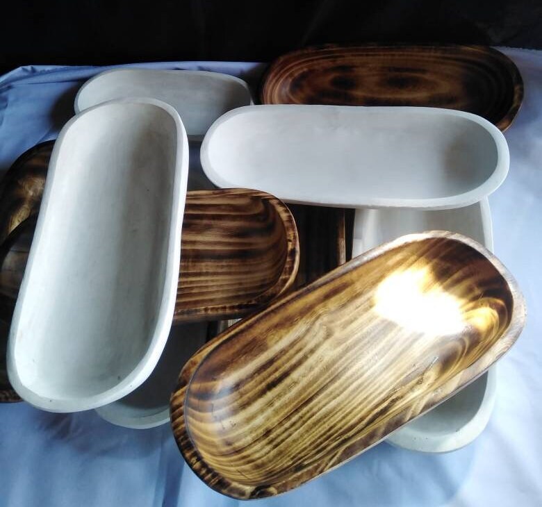 Wholesale Supply. Beautiful wooden White and Natural Candle Dough Bowls Mix of 6. Diy Candle Making Kit 9" white and 11"long Natural