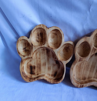 Wholesale Supply Beautiful Hand carved Dog Paw Bowls for Candle set of 4 Pawsome  wooden Candle Bowls/Rustic Home Decor/Boho paw Decor Gift
