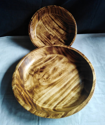 Wholesale. Handcarved Gorgeous Round Wooden Stackable plate Dough Bowls Bundles of 5. Candle Bowls.
