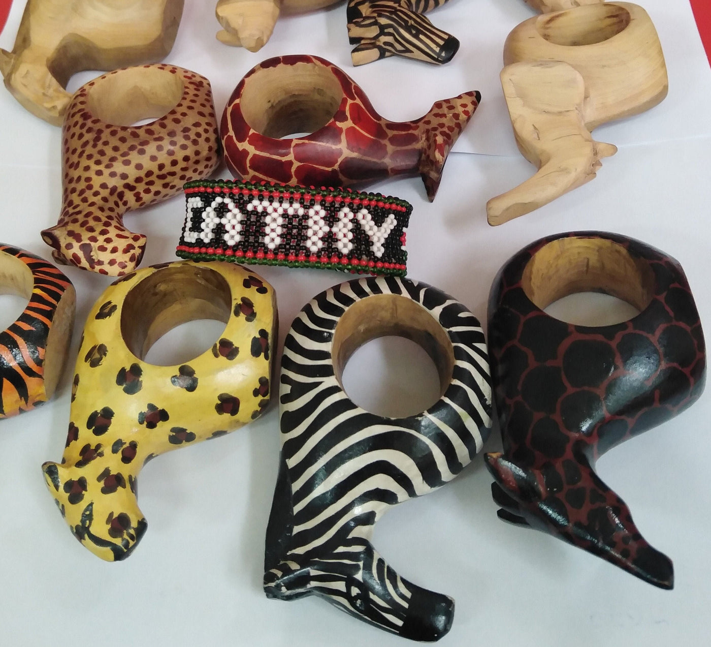Wholesale Handmade wooden Animal Napkin Rings set of 9. A Free Random Personalised Napkin Ring Gift. 9 Unique Personalized Gifts for Mum.