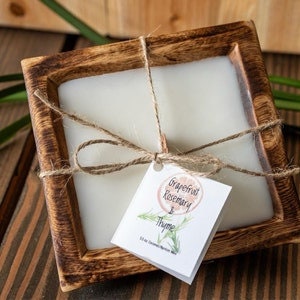 Small Wooden Handmade 5" Square Candle Dough Bowls Set of 10.Modern Farmhouse Decor Bowl Candle fill vessel Rustic wood Bowl Christmas Gift