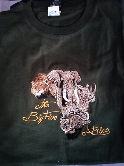 Wholesale African Animal Theme T shirts. The Big five Tshirts. Lion T shirts. The Jungle T shirt. Kenya safari T shirt.Summer wear.Gift Item