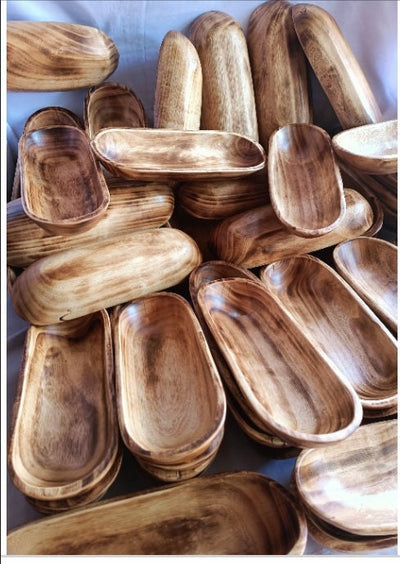 Mini Candle Vessel Dough Bowls Wooden Candle pour Handmade wax melt Bowls Farmhouse Kitchen Decor Gift Bowls Trough set qty 6 mix 9n 11 inch