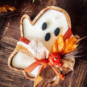 Halloween Ghost Dough Bowls Candle making Halloween Decor Collection wax pour Vessels Halloween witch Garden Farmhouse Candle Bowls Qty 5
