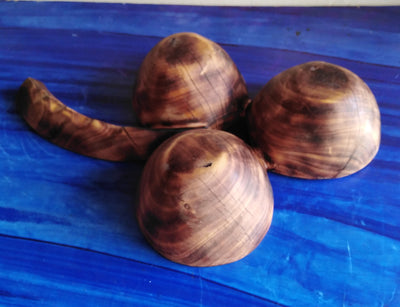 Handmade Wooden Tri Shaped 3 in One  Display Leaf Bowl. Multi Scented wooden Dough Bowl. Fruit Storage Bowl. Breakfast cereal serving Bowl