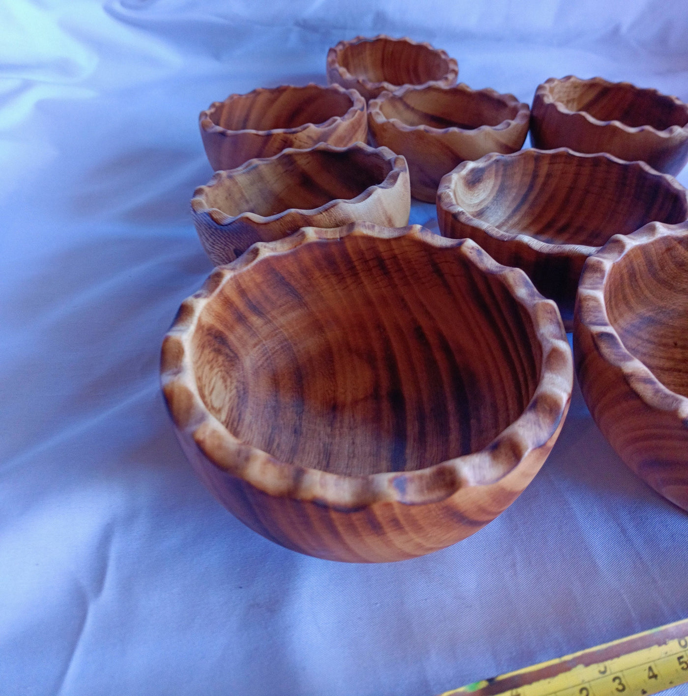 ONSALE: Wholesale offer  10 saw-toothed Dough Bowls. 5" Diameter Wooden wax Bowls Serrations tops. DIY Candle Wax Kit.Christmas Gift items.