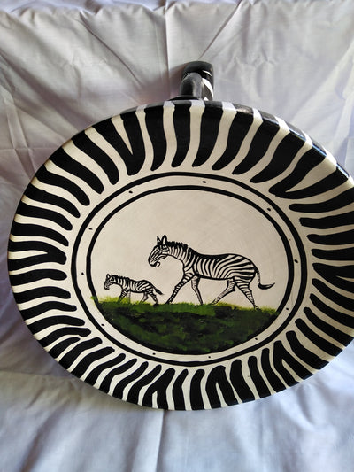 Authentic Beautifully Handcrafted African Personalised Zebra Themed Stool. Wooden wood Wildlife Stool. Three leg/Handle Home Decor Gift item