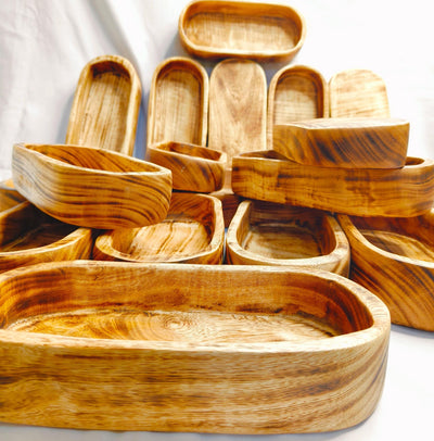Mini Perfect Candle Dough bowls/New and Improved Wooden Dough wax Bowl for Candles set of 6/ woody stained 9x4x2 inches Farmhouse Decor Gift