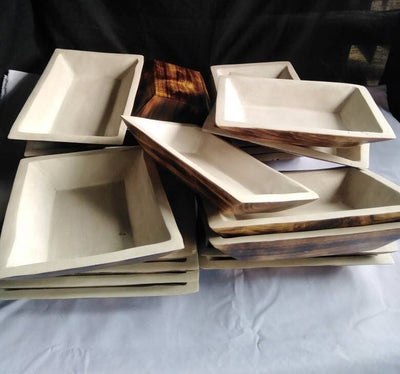 9*7" Natural wood Dough Bowls Painted white on the Inside Surface Bulk. QTY 10 Beautiful Candle Dough Bowls. Offer Sale