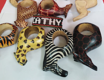 Wholesale Handmade wooden Animal Napkin Rings set of 9. A Free Random Personalised Napkin Ring Gift. 9 Unique Personalized Gifts for Mum.