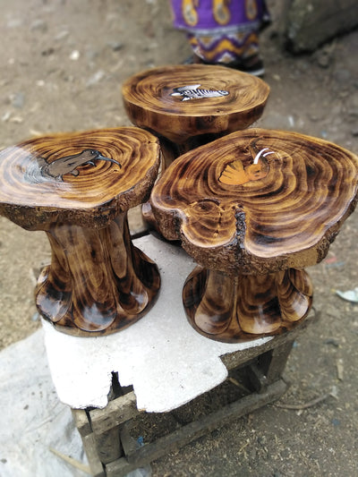 Antique wooden stump Table or Stool For Modern Homes,Outdoor or Indoor Crafts and Art work. Animal painted Table Christmas Gift.