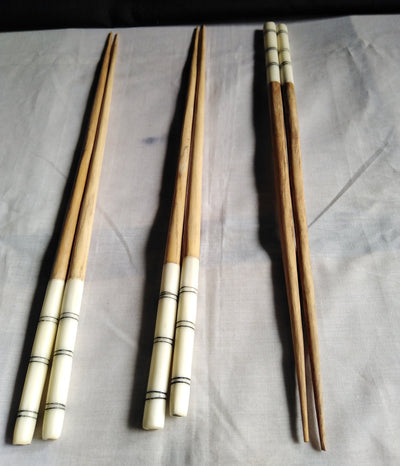 Wholesale. Handmade Olivewood and Borne Chopsticks. Unique set of 5. Borne inlay Chopsticks. Bulk chopsticks for Resell.
