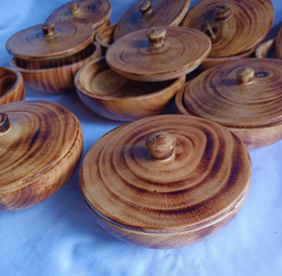 Wholesale Supply!  5 inches Round Machine cut wooden Dough Bowls with Lids set of 10. DIY Candle Making Kit. Farmhouse Decor Gift bowls
