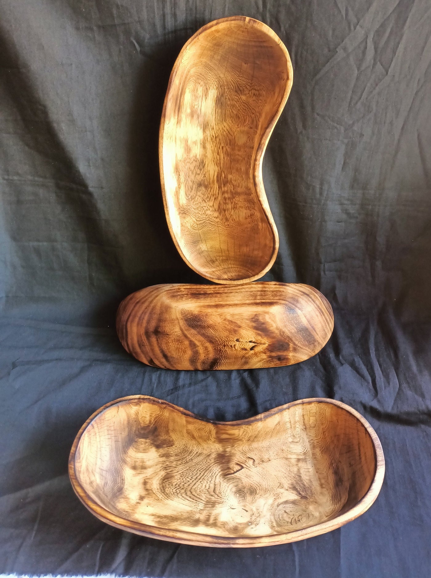 Wholesale Supply.Handmade  Curved 12 " Wooden Bowl Set of 5. The Pod Bean Dough Bowls. Diy candle Making kit. Art Decor Bowls.Gift Bowls