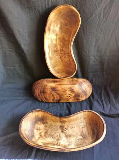 Wholesale Supply.Handmade  Curved 12 " Wooden Bowl Set of 5. The Pod Bean Dough Bowls. Diy candle Making kit. Art Decor Bowls.Gift Bowls