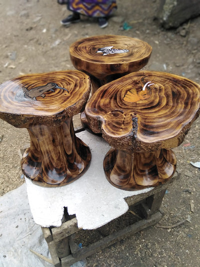 Antique wooden stump Table or Stool For Modern Homes,Outdoor or Indoor Crafts and Art work. Animal painted Table Christmas Gift.