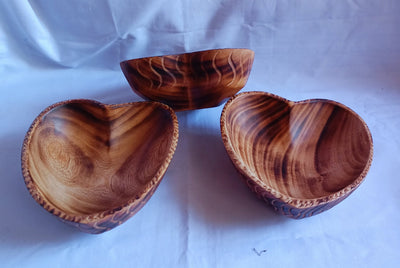 Bulk Sale! Handmade Heart shaped wooden Decorated Dough Bowls set of 8. Valentine Decor Candle Bowls. DIY Candle Gift Bowls. Farmhouse Decor