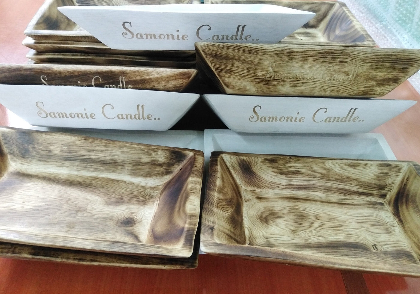 Wholesale. QTY 10 Mixed white and Natural stained Wood Engraved Dough Bowls.Decorative Candle Bowls with Initials.Express Shipping worldwide