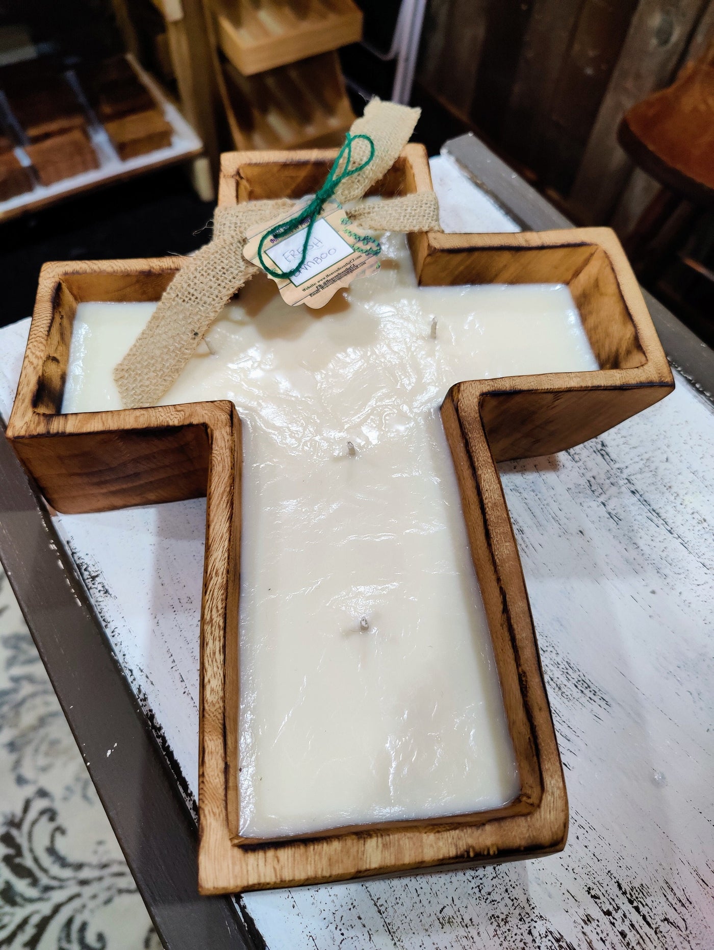 Wholesale Supply! Christian Cross Shaped wooden Dough Bowls lots of 4. Easter Gift Candle Ready  Bowls. Farmhouse Rustic Religious Decor