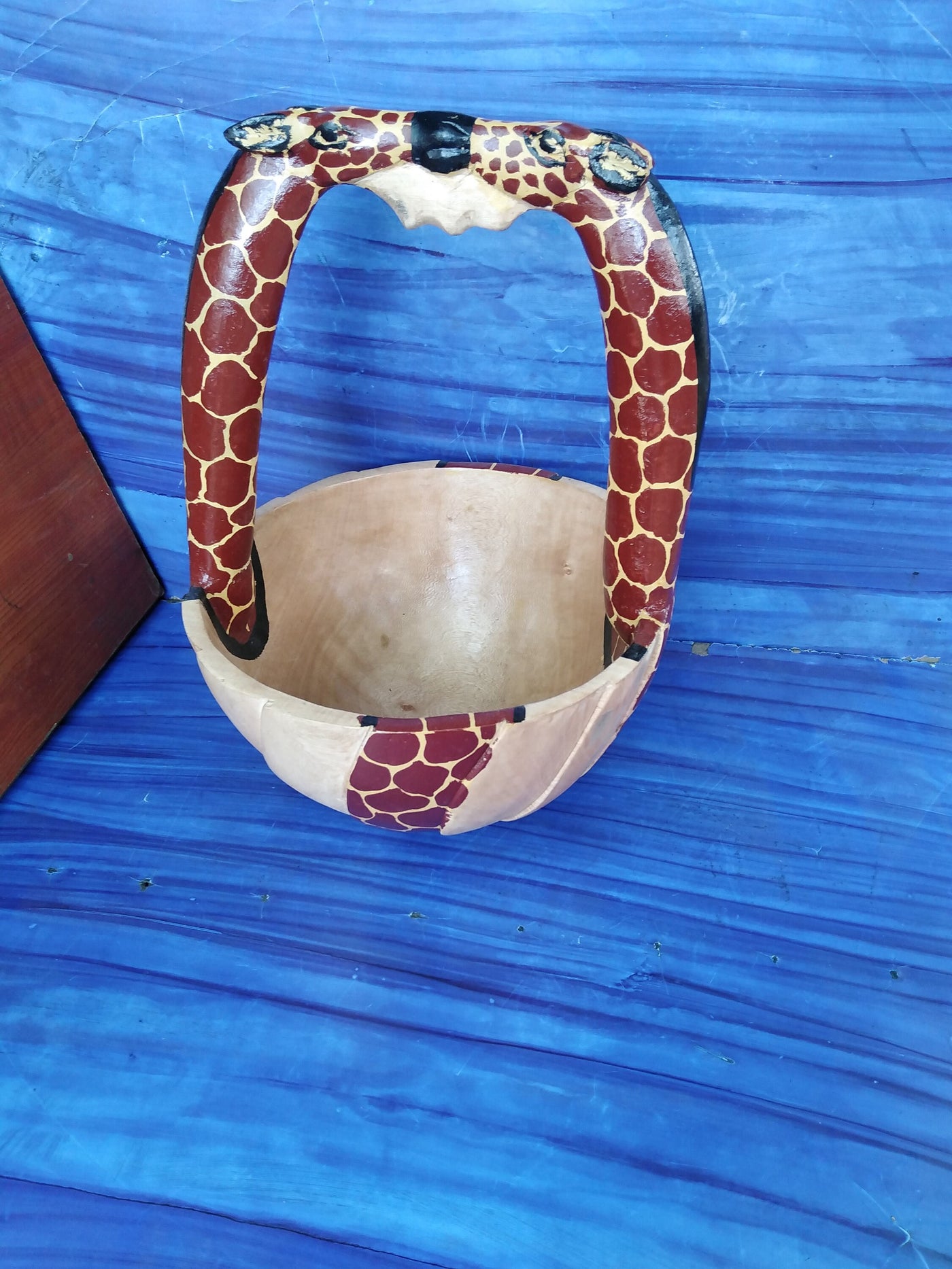 Personalised Animal Themed Shopping Basket.Handcarved Girrafe Shopping Bag.Shopping Cart. Animal Wooden Wicker Bag. Zebra Fruit Display Bag
