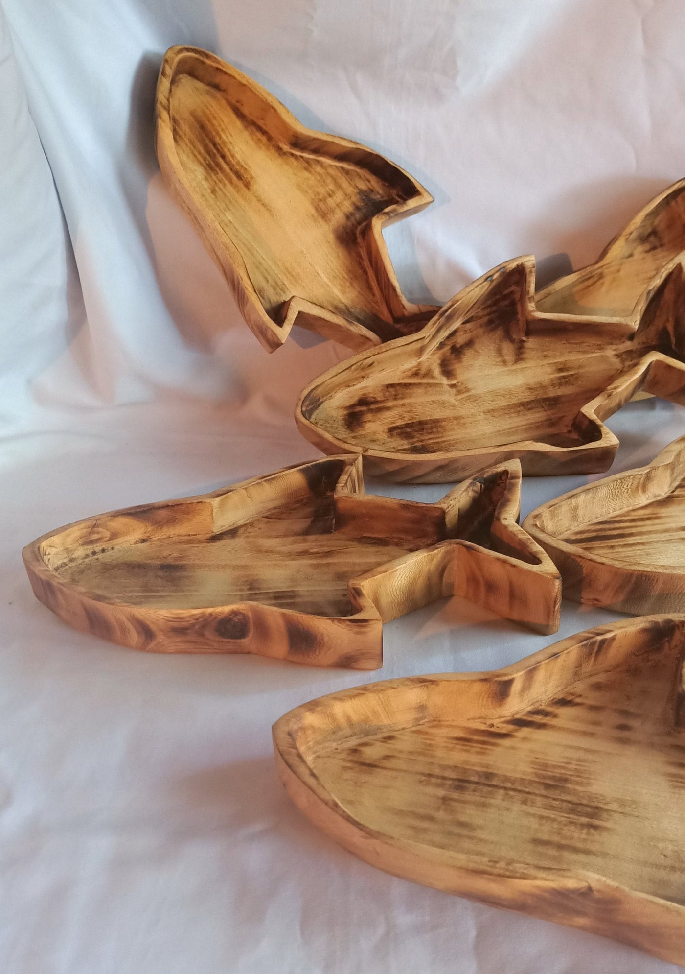 Wholesale Availability.Unique and Rare Handcrafted Shark shaped wooden Dough Bowls set of 4.Nature Bowls.New year Gift items.The Shark Bowl.