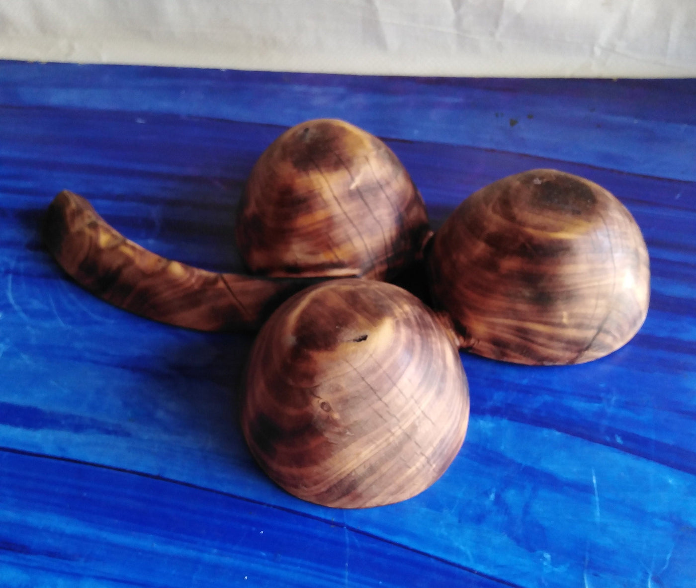 Handmade Wooden Tri Shaped 3 in One  Display Leaf Bowl. Multi Scented wooden Dough Bowl. Fruit Storage Bowl. Breakfast cereal serving Bowl