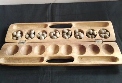 Personalised Antique Mancala Board Game.Inscribed Bao Board Game.Traditional Ajua Game.Hawalis Game of Oman.with Sago palm seeds or Marbles