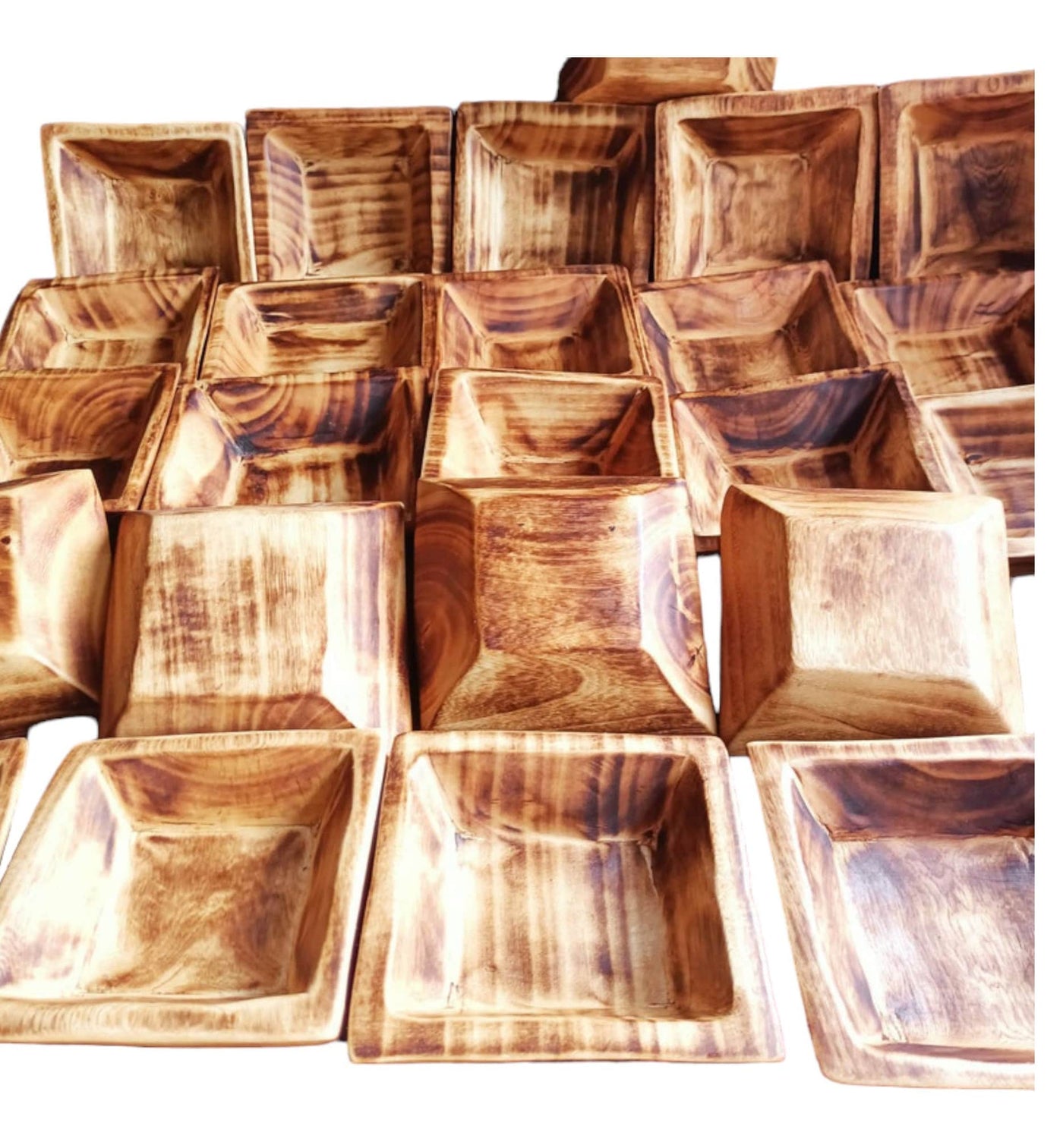 Small Wooden Handmade 5" Square Candle Dough Bowls Set of 10.Modern Farmhouse Decor Bowl Candle fill vessel Rustic wood Bowl Christmas Gift