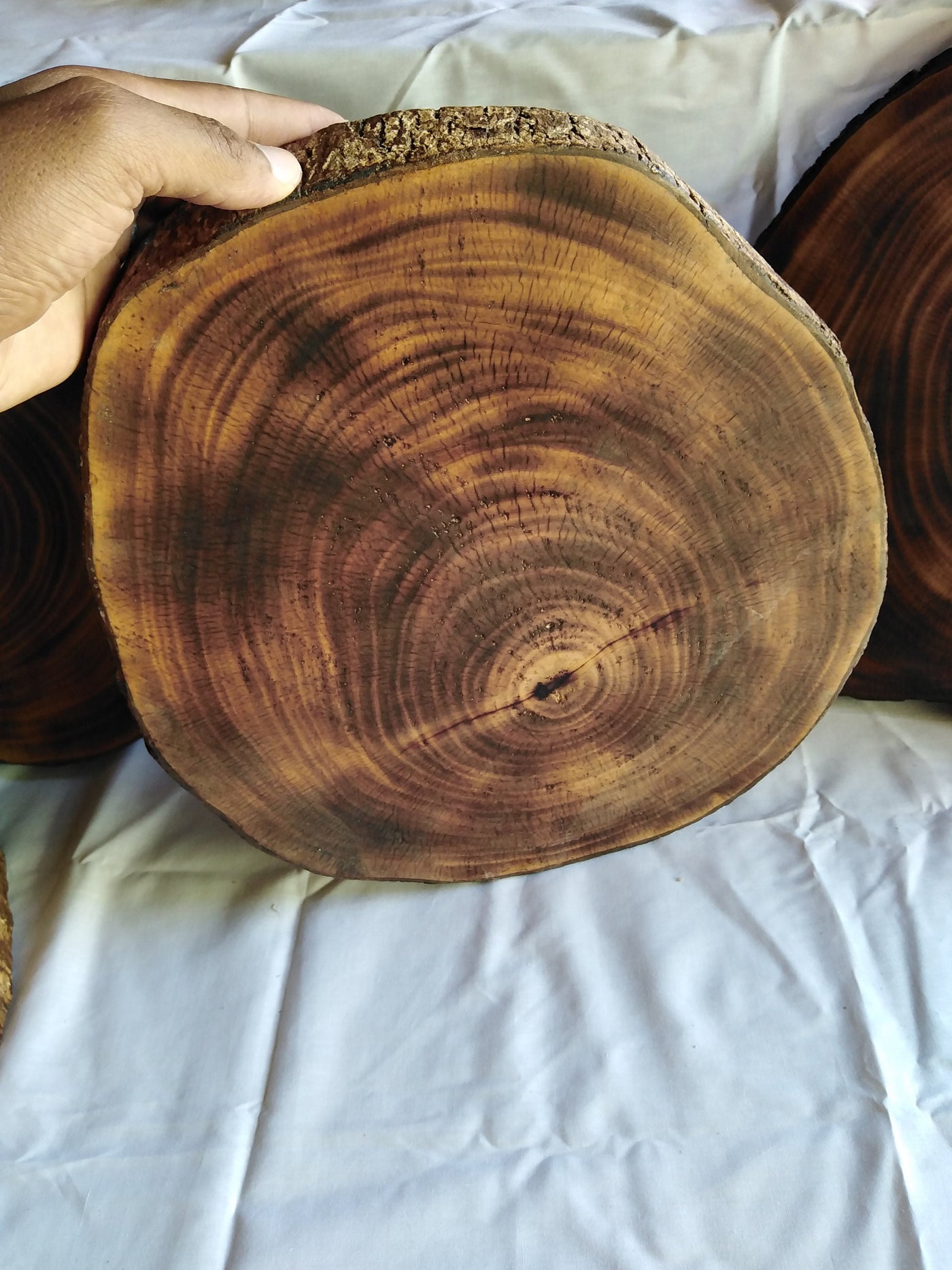 Handmade Antique Tree Trunk platter.Wood Turned Platter. Tree Trunk Chopping Board. Wooden Serving Disc Plate. Wood Bread meat Serving Tray.