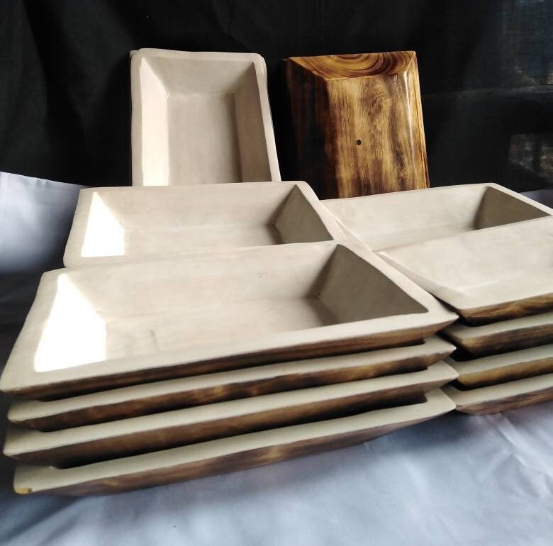 9*7" Natural wood Dough Bowls Painted white on the Inside Surface Bulk. QTY 10 Beautiful Candle Dough Bowls. Offer Sale