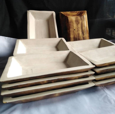 9*7" Natural wood Dough Bowls Painted white on the Inside Surface Bulk. QTY 10 Beautiful Candle Dough Bowls. Offer Sale