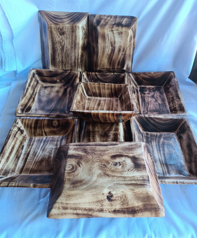 SPECIAL OFFER!Wholesale Gorgeous Handmade Wooden Dough Bowls Set of 20.Stained Wood Candle Display Bowls.Free Shipping worldwide.Decor Bowls