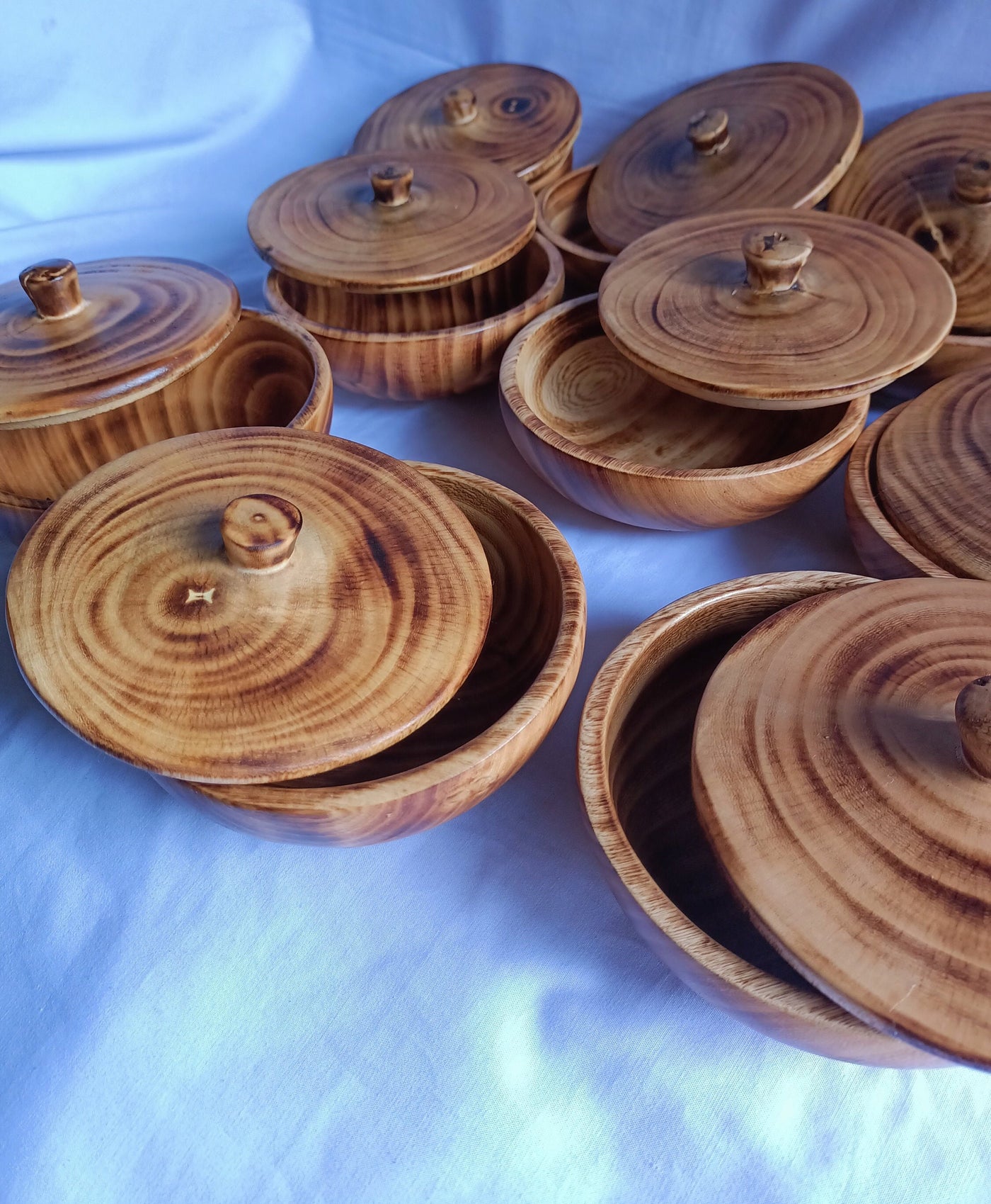 Wholesale Supply!  5 inches Round Machine cut wooden Dough Bowls with Lids set of 10. DIY Candle Making Kit. Farmhouse Decor Gift bowls