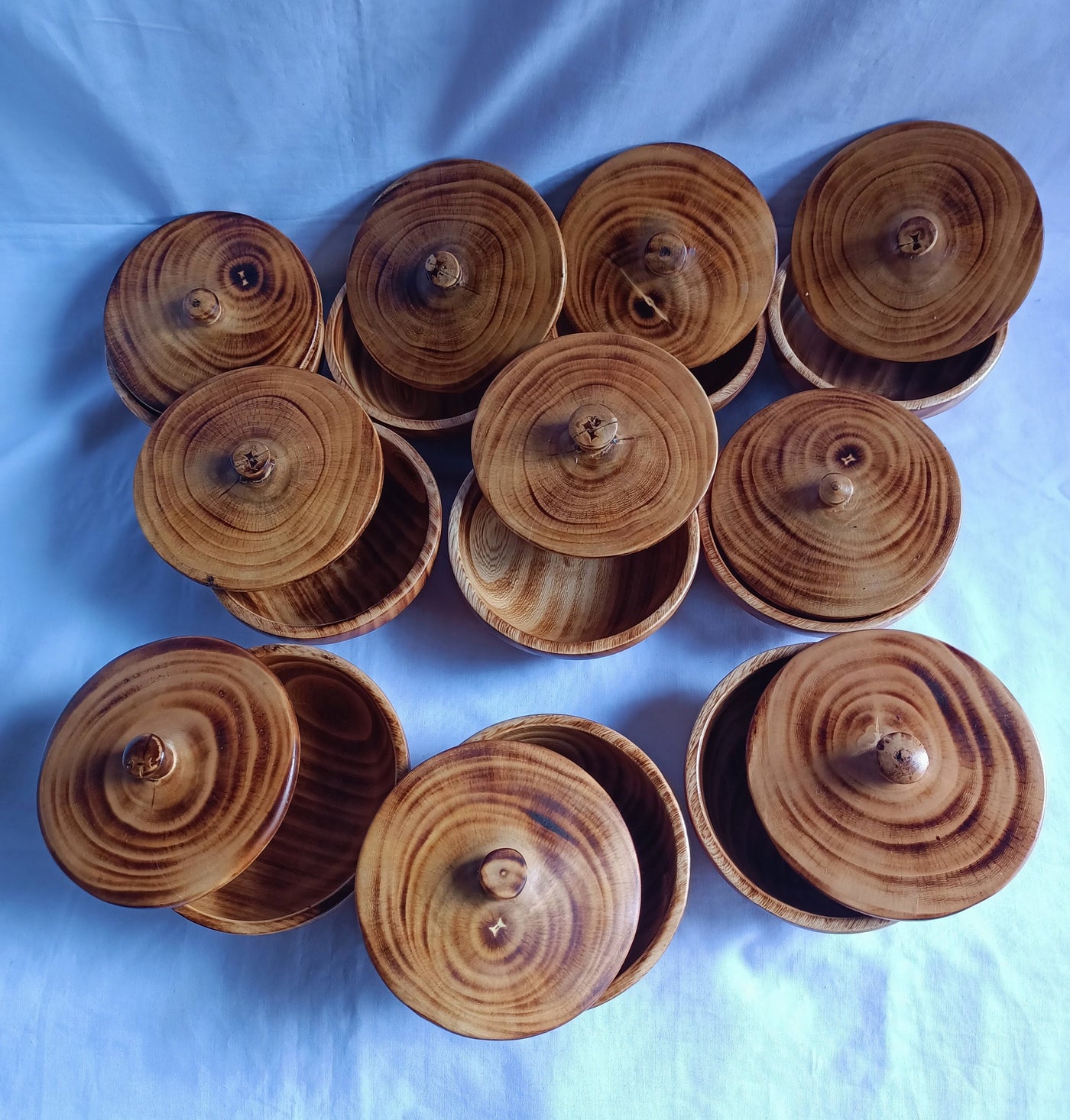 Wholesale Supply!  5 inches Round Machine cut wooden Dough Bowls with Lids set of 10. DIY Candle Making Kit. Farmhouse Decor Gift bowls