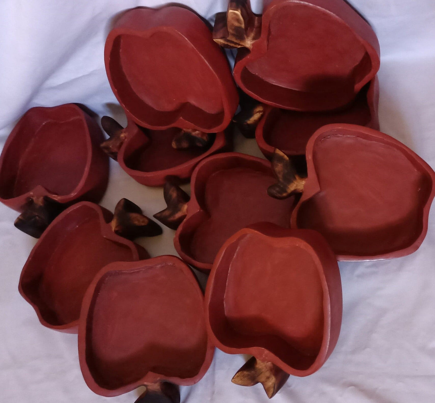 Handmade Apple Dough Bowls set of 5. Wholesale Supply Candle Ready Apple Bowls 7"X6"x2".DiY Candle Pour .Gift items.Candle makers Decor