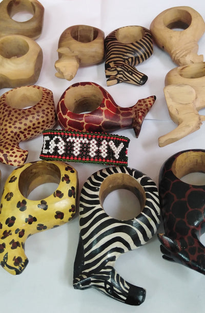 Wholesale Handmade wooden Animal Napkin Rings set of 9. A Free Random Personalised Napkin Ring Gift. 9 Unique Personalized Gifts for Mum.