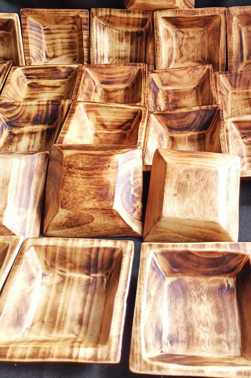 CLEARANCE SALE! Wholesale Availability.Handmade 5*5" square wooden Gift Bowls set of 12.Candle pour wax Dough Bowls.Gift Decor item Bowls.